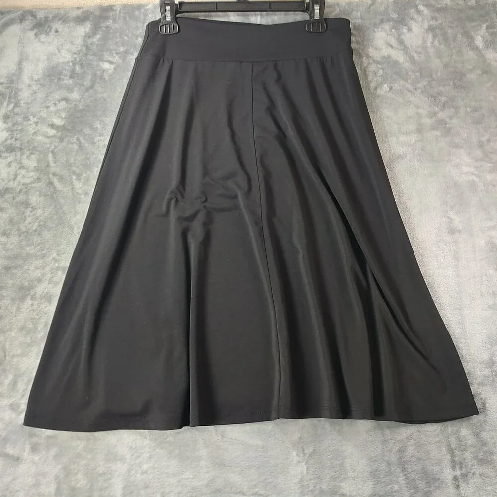 Cato Womens Black A Line Midi Skirt Size Large Stretch Knit Casual Work Travel - Picture 5 of 7